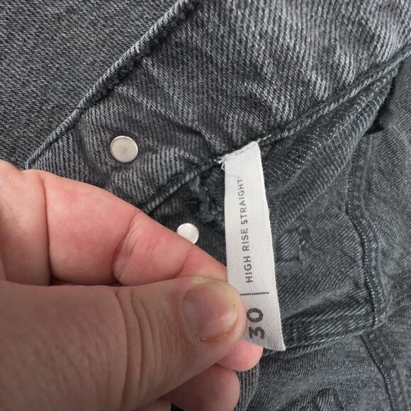 Pac Sun Jeans Womens 30 Black High Rise Straight Denim Cutoff Cropped Raw Hem - Picture 8 of 8